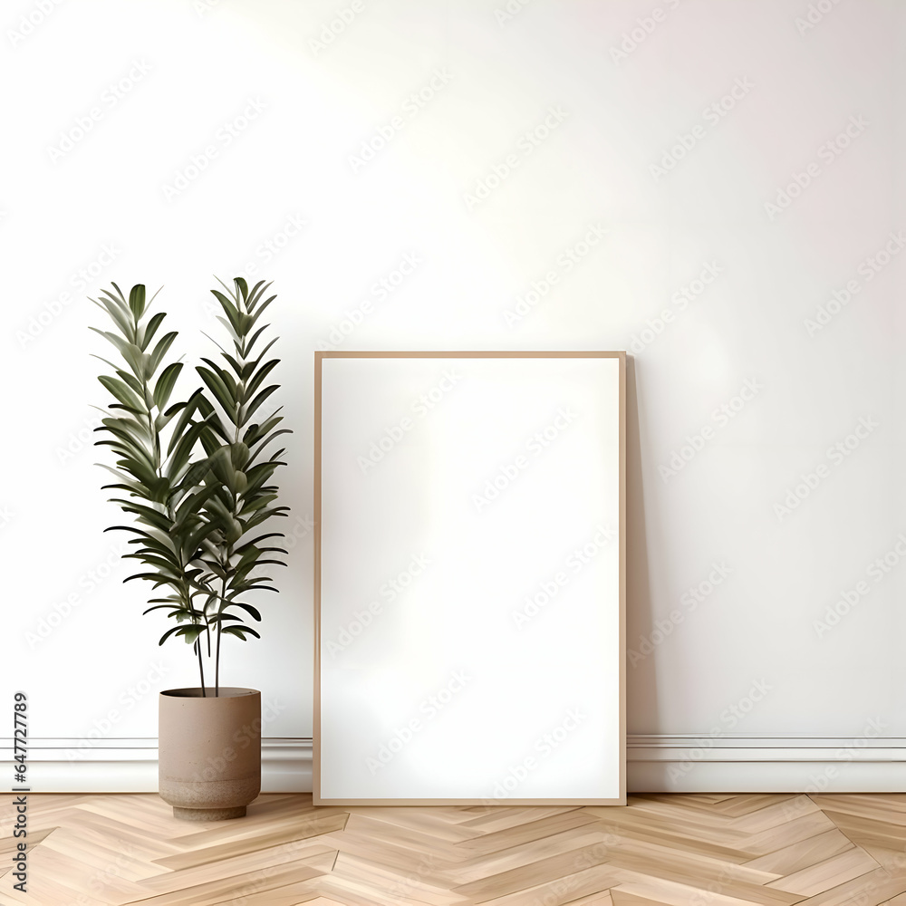 Blank picture frame on the parquet floor. High resolution Blank picture frame on the parquet floor. High resolution