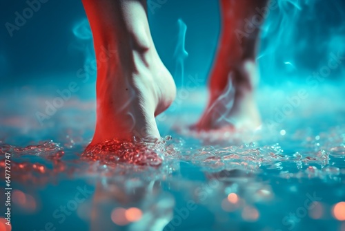 Ankle-Deep Legs in Warm Water Close-Up. Generative ai
