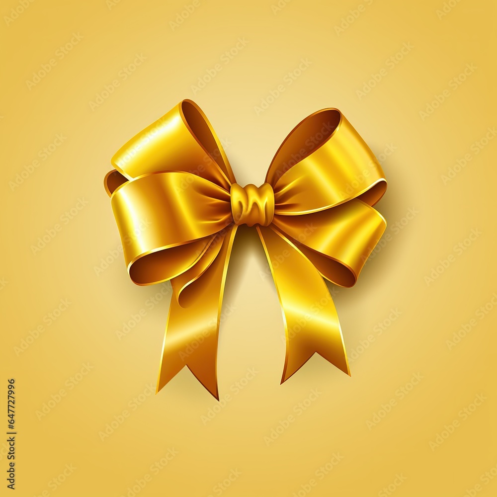 Golden bow on yellow background. Golden bow on yellow background.