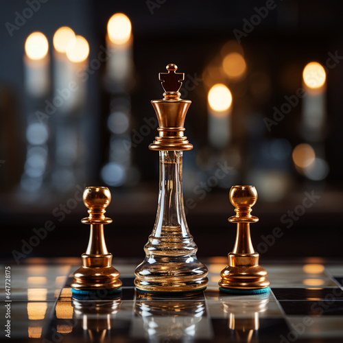 Translucent chess pieces on a chessboard