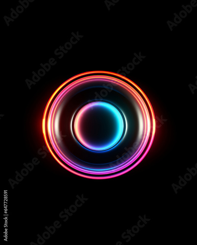 Rounded neon shape on black background
