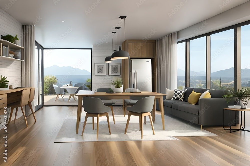 Fototapeta premium modern living room with fireplace Generated Ai