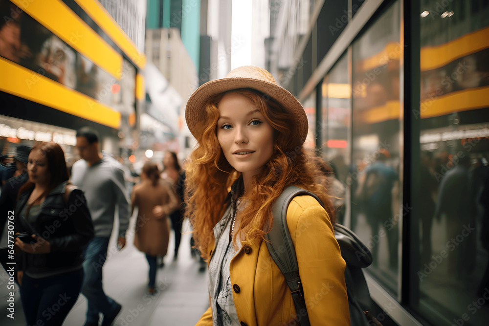 Obraz premium Person on New York street, street photograhy, men, woman, urban, real life