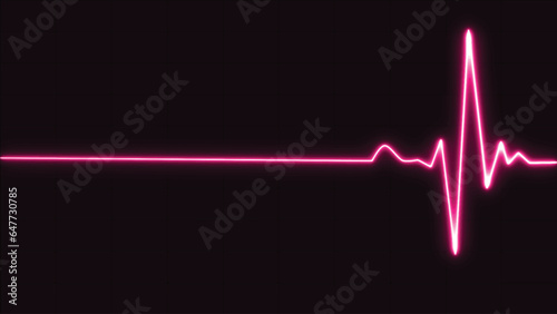 Glowing neon purple Heartbeat pulse line rate graph. Electrocardiogram show heart beat line. cardiogram, Heart pulse. Medical laboratory concept