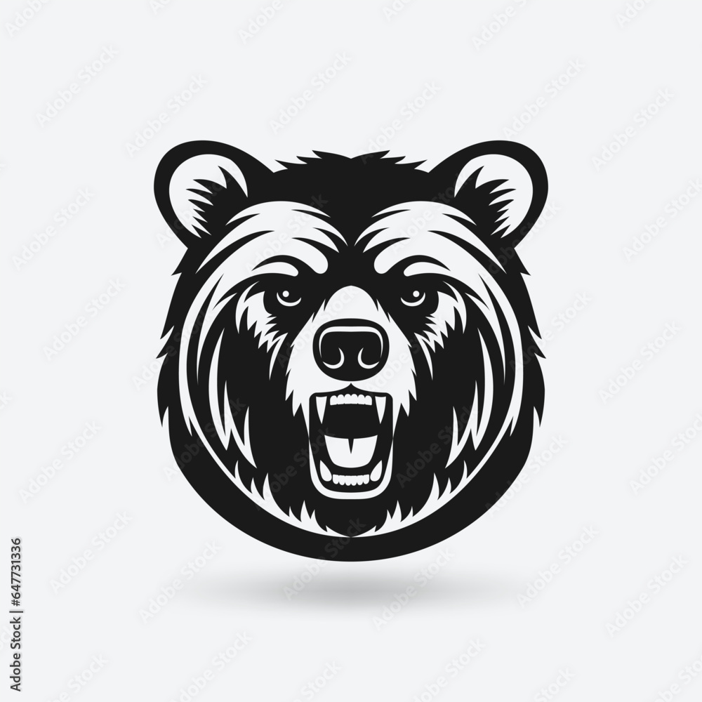 Angry Bear With Open Mouth Mascot Animal Head