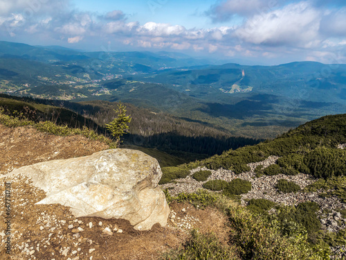 Fototapeta Naklejka Na Ścianę i Meble -  A panoramic view to Beskid Zywiecki Mountains, Poland