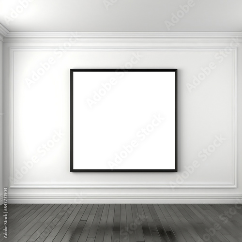 Contemporary Contrast: Black and White Recreation Room with Blank White Wall Frame Mockup