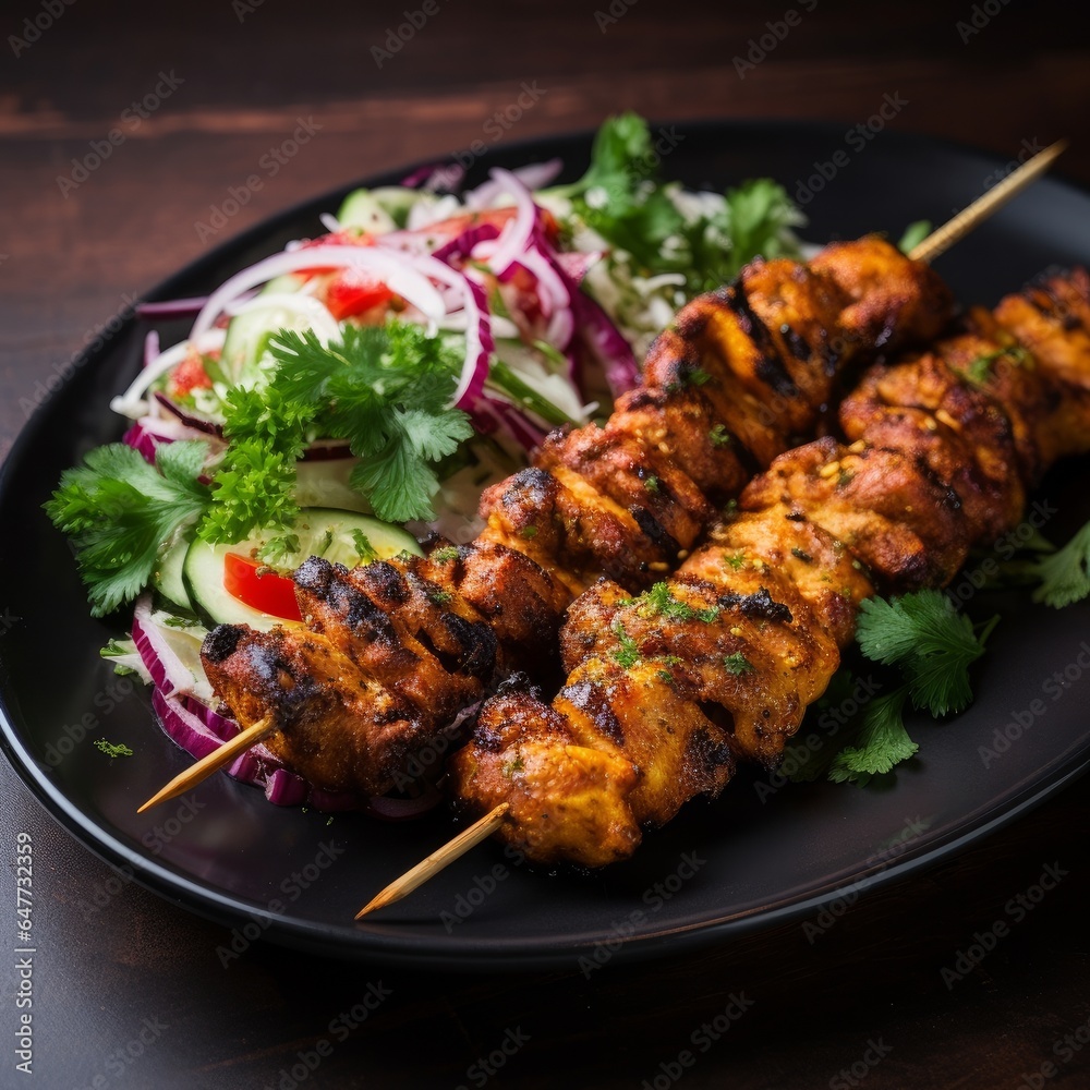 chicken kabab on plate shot