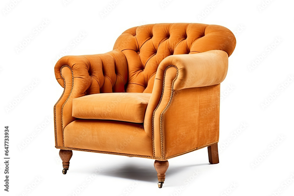 a Tufted armchair isolated on white background. Generative Ai a Tufted armchair isolated on white background. Generative Ai