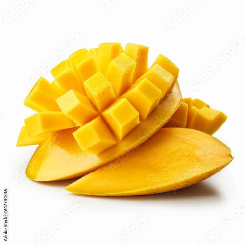 a mango slices isolated on white background