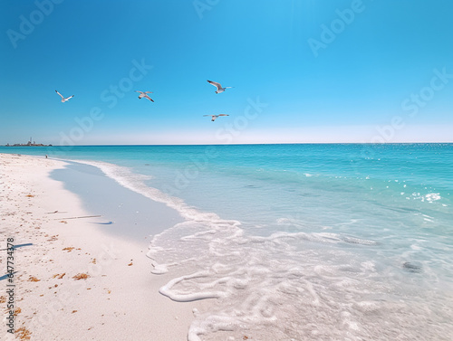 Beach with white sand landscape