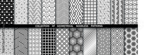 Geometric set of seamless black and white patterns. Simpless vector graphics