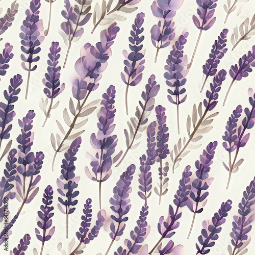 watercolor seamless lavender pattern, generative ai, beautiful lavender background for design