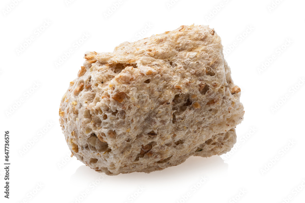 One wheat bran granule isolated on white background, full depth of field One wheat bran granule isolated on white background, full depth of field