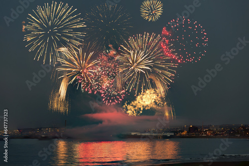 Colourful Fireworks Display; Sunderland, Tyne And Wear, England photo