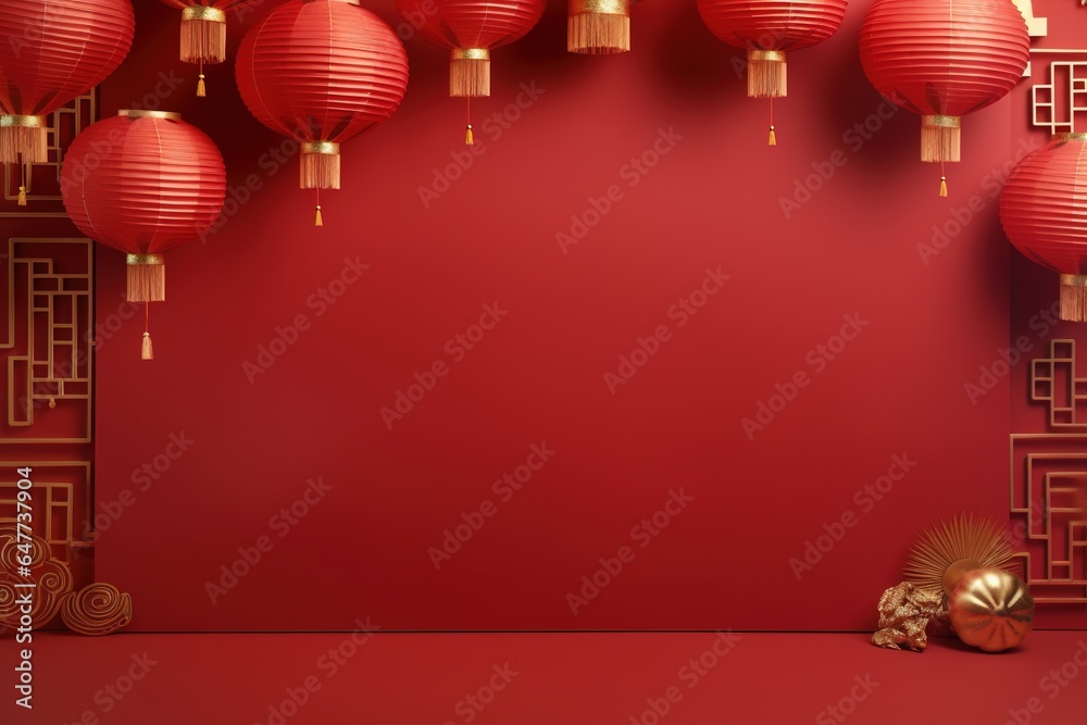 Chinese New Year banner with blank space for text. Symbolizing luck and prosperity. Chinese New Year banner with blank space for text. Symbolizing luck and prosperity.