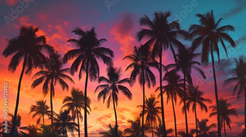 photo of palm trees against a sunset sky © SavinArt