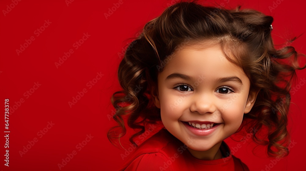 studio photo of a girl on a red background studio photo of a girl on a red background
