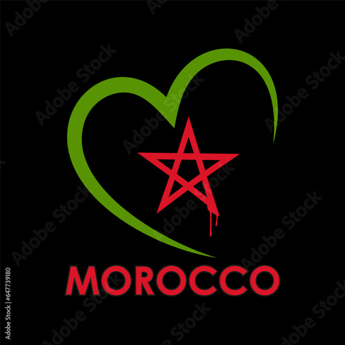 Pray For Morocco, Moroccan flag with blood splattered on it. Earthquake in Morocco, natural disasters news banner idea, quake in Morocco, seismic wave with flag, vector design, seismograph or seism 