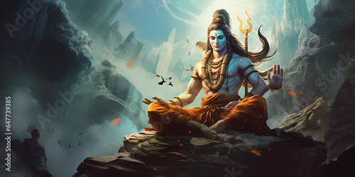 Hindu powerful god shiv cinematic. Hindu god lord shiva cosmic portrait 