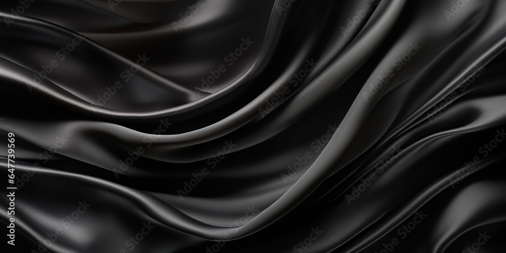 Black silk fabric floating background
