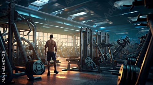Macular man working out in Gym