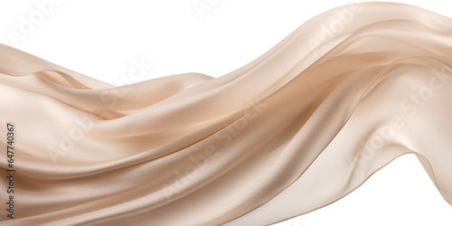 Beige silk fabric floating on white 