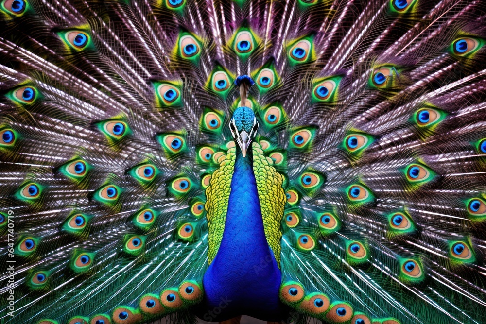 Fototapeta premium Peacock with Spread Feathers
