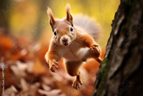 Red Squirrel Climbing Tree © Ева Поликарпова
