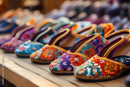 Colorful Shoes on Wooden Table