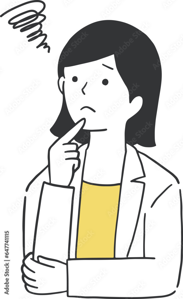 悩む女性のイラスト素材
