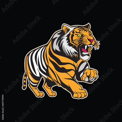 tiger mascot running logo