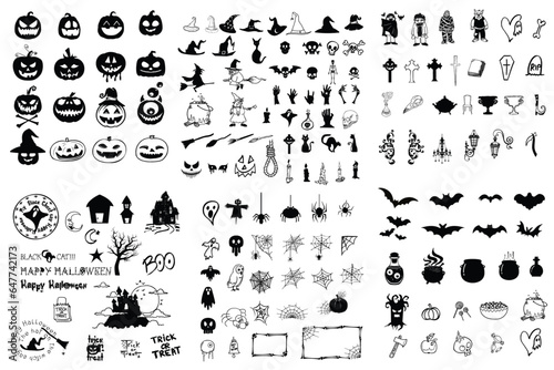 Halloween scary full icon set