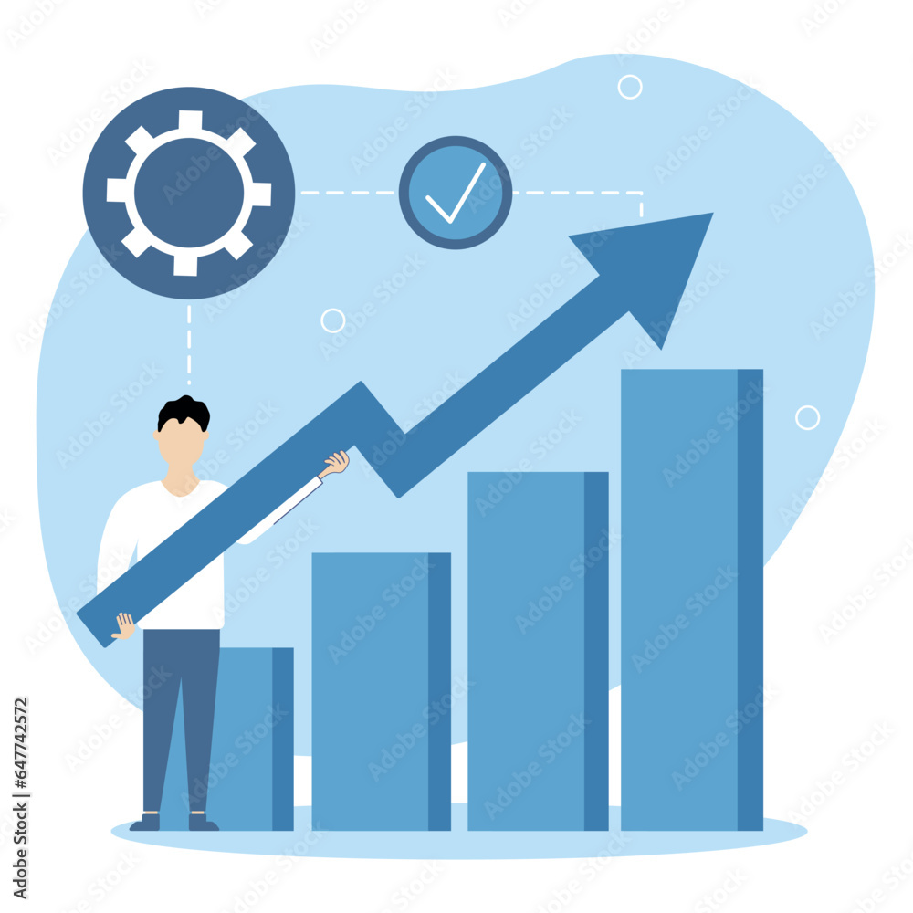 Data analytics concept. Financial management illustration. Character analyze candlestick and pie charts, various types of graphs.Vector illustration. Data analytics concept. Financial management illustration. Character analyze candlestick and pie charts, various types of graphs.Vector illustration.