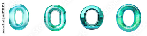 Teal colored number, logotype, number 0 , zero isolated on a transparent background
