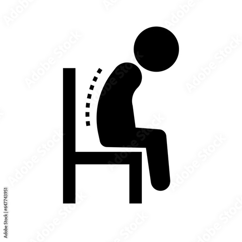 Slouching person sitting on chair icon. Vector.