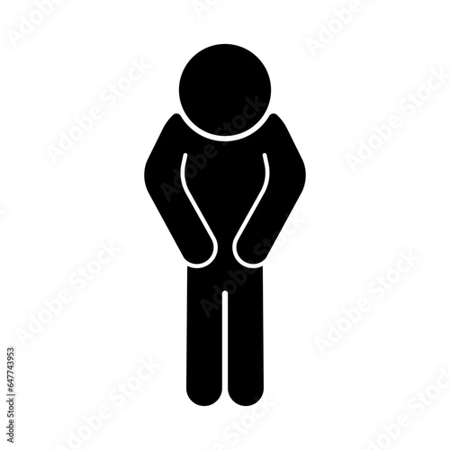 Person apologizing silhouette icon. Vector.