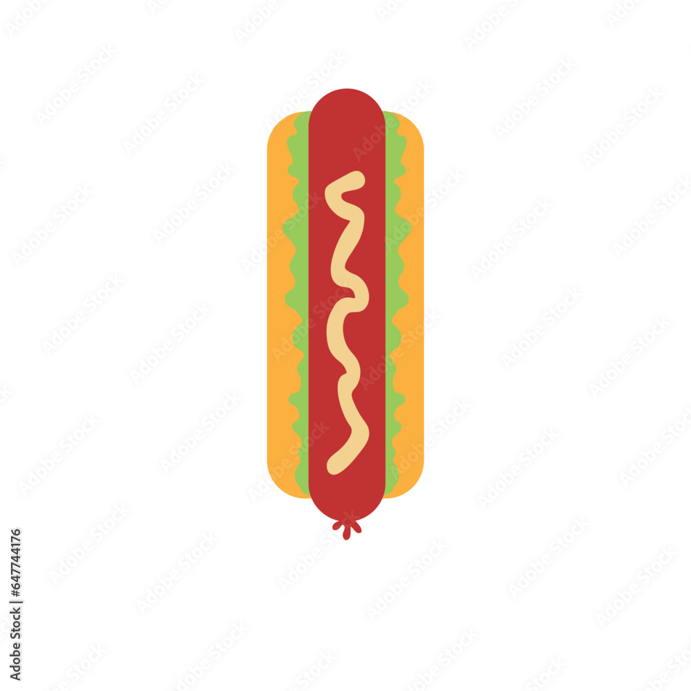 Hot Dog Illustration with Simple Design. Isolated Vector