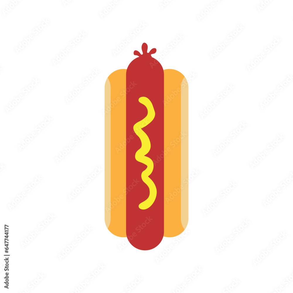Hot Dog Illustration with Simple Design. Isolated Vector
