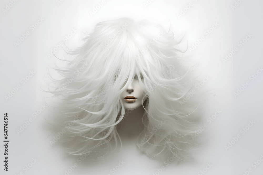 Hair wig on manequin for hairdressers or wig display
