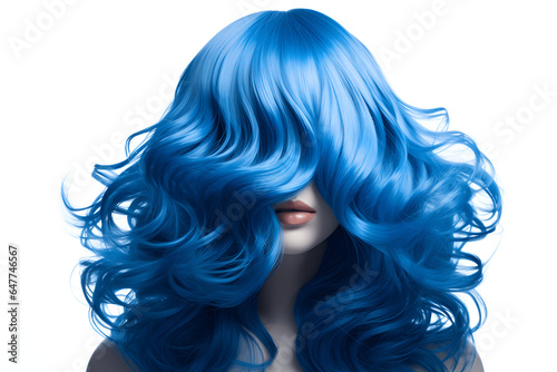 Hair wig on manequin for hairdressers or wig display photo