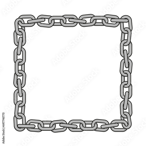 Metal chain in shape of square. Isolated illustration.
