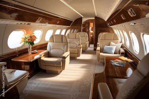 Private Jet interior, plane, inside of a plane, airraft, airline, interior, design, fly, first class photo