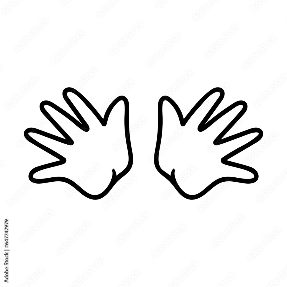 Obraz premium Simple outline of open newborn baby palms vector icon. Black line drawing or cartoon illustration of infant hands on white background. Childhood, child care, childbirth concept