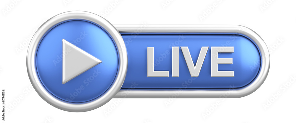 3D live button. 3D illustration. 3D live button. 3D illustration.
