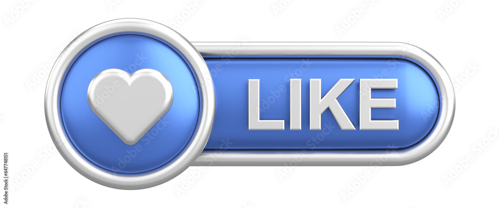 3D like button. 3D illustration.