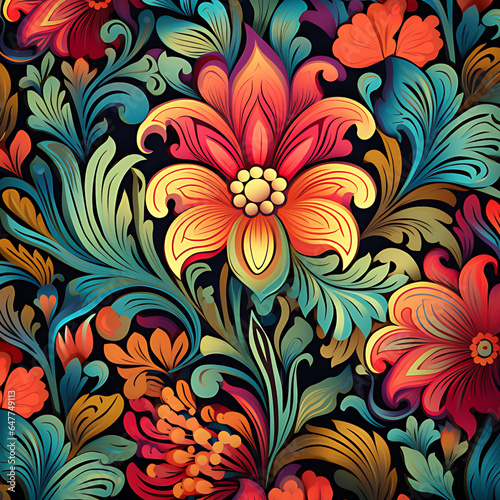 A Seamless Abstract floral pattern Floral  Wallpaper  background-AI-Generated