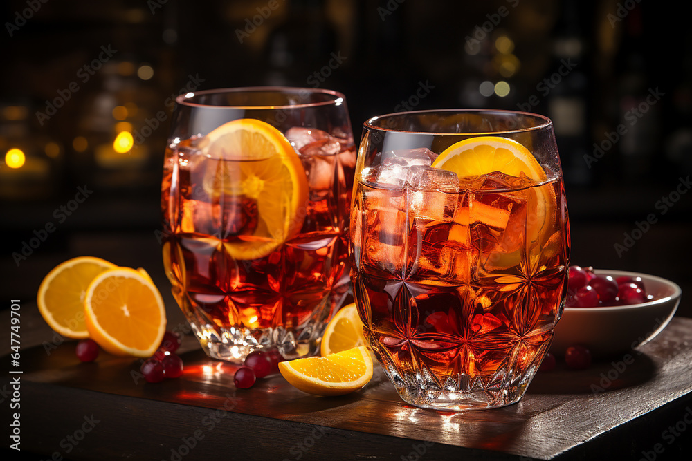 Generative AI - Glasses with cold sangria - traditional Spanish wine drink Generative AI - Glasses with cold sangria - traditional Spanish wine drink