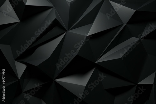 Abstract black 3D texture with futuristic triangles. Generative AI
