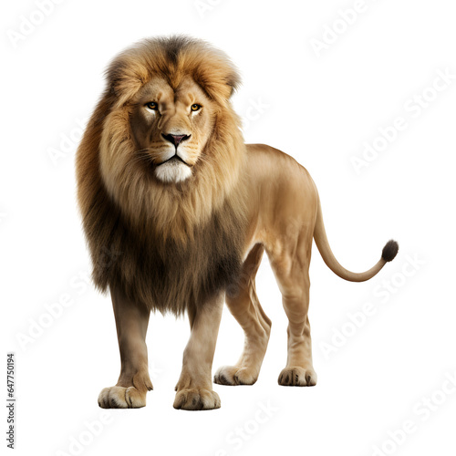 lion standing isolated on white background as transparent PNG
